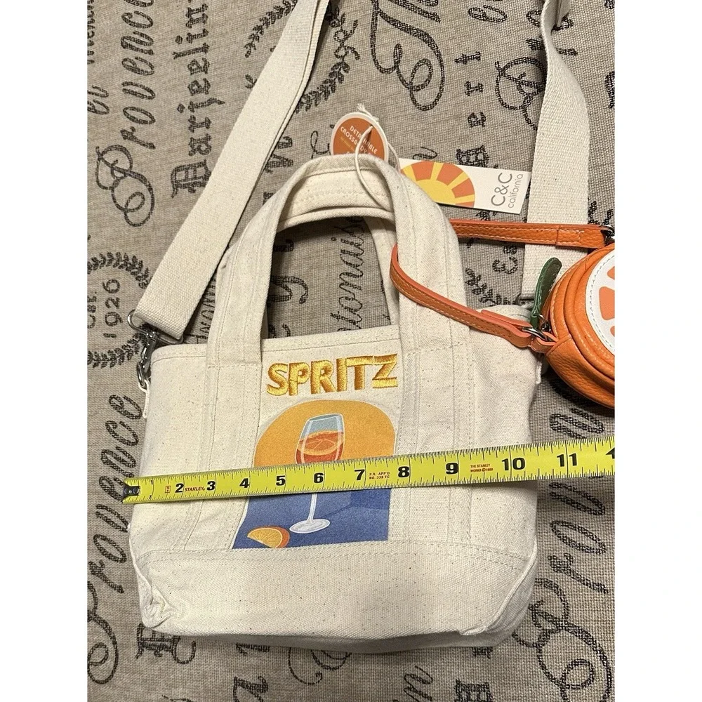 Adorable C&C California Spritz Canvas Tote Bag Purse Orange Slice Wristlet - NWT